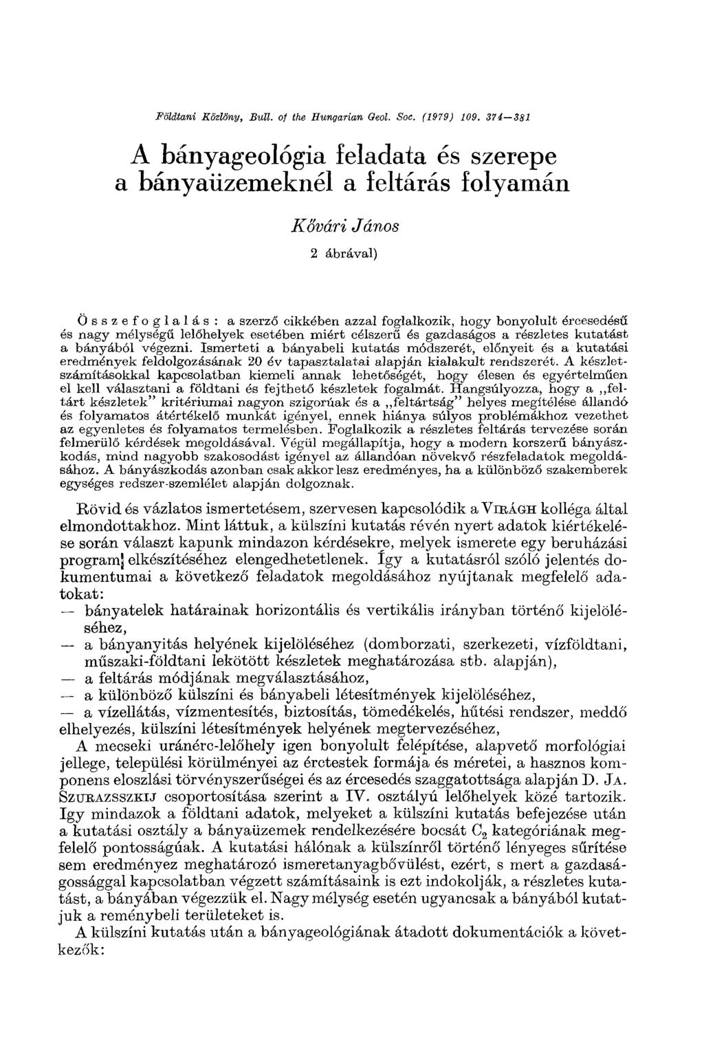 Földtani Közlöny, Bull, of the Hungarian Geol. Soc. (1979) 109.