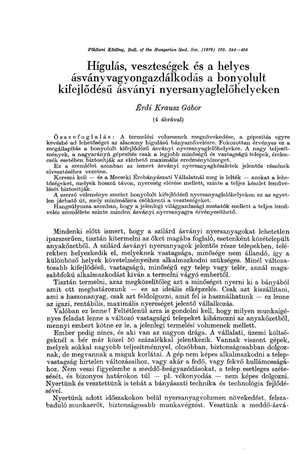 Földtani Közlöny, Bull, of the Hungarian Geol. Soc. (1979) 109.