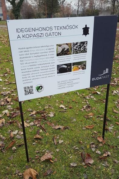 A pályázati projektben, a Kopaszi-gátra tervezett két, a kockás siklóról és az invazív ékszerteknősökről szóló ismeretterjesztő táblát azonban a