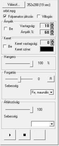 Photo NEWS III kézikönyv 11 Mozgókép objektum A mozgókép objektum ikonjára kattintva MPEG-1, vagy AVI állományt illeszthet az oldalba.