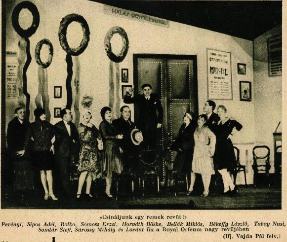8. kép: Royal Orfeum: Start! Színházi Élet 1929/3 A 8. képen látható díszletfal (talán színházi iroda?