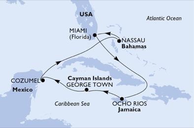 Karibi képeslapok Csoportos hajóút 2018. február 22. március 04. 1. nap Elutazás Budapestről menetrend szerinti repülőjáratokkal, átszállással Miamiba.