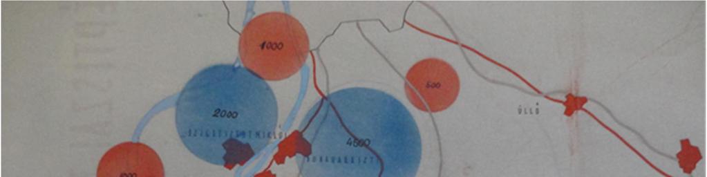 40. kép: A TERINT kimutatása 1950-ben az ingázás mértékéről a Csepel Autógyár, illetve a főváros irányába Forrás: MOL-XXVI-A-1, TERINT anyagai - Szigetszentmiklós Vagyis az ingázó munkavállalók száma