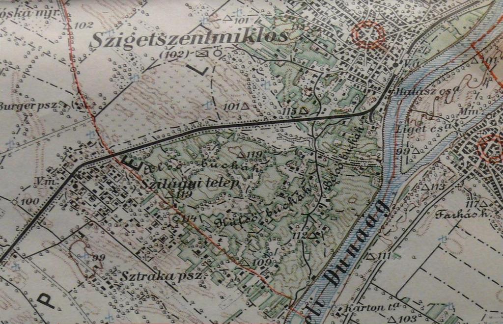 17. kép: A Dunai Repülőgépgyár térsége 1922-ben Forrás: CSHVE kézirattár 1941-ben HÉV-megállót létesítenek a gyártelep mellett, 1943-ra pedig gyakorlatilag az összes termelőüzem csarnoka készen áll.