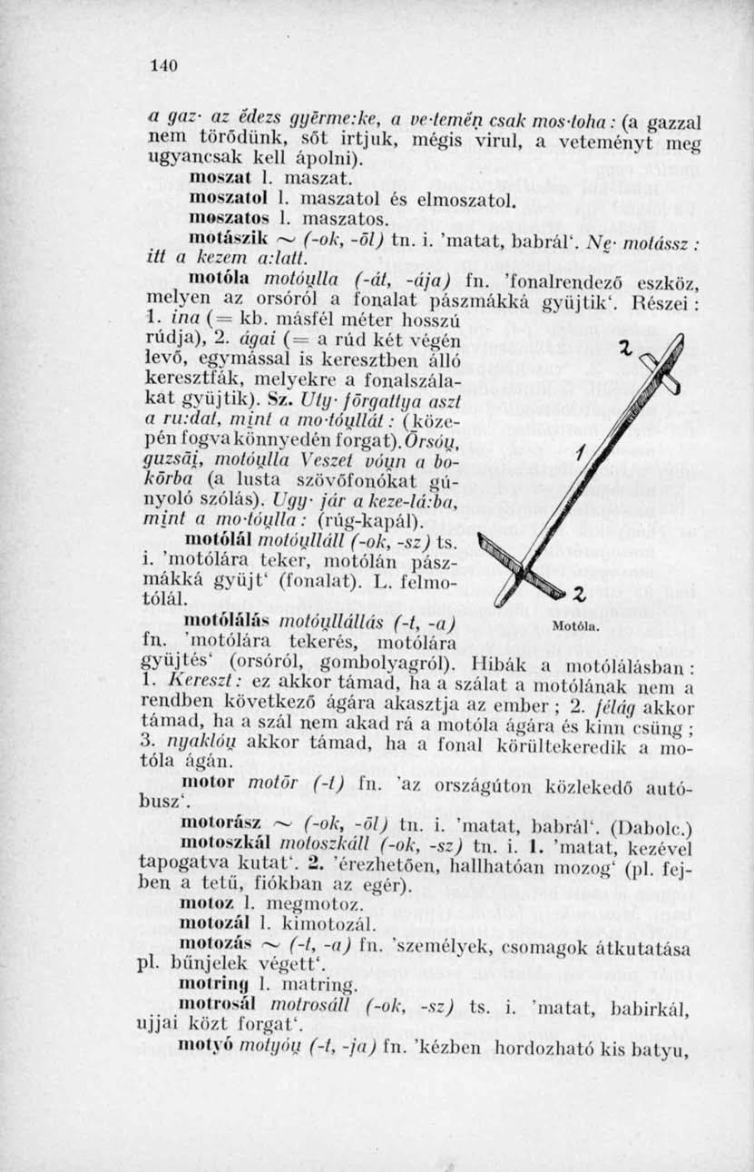 M O a gaz- az édezs gyermeke, a vetemén csak mos-loha: (a gazzal nem törődünk, sőt irtjuk, mégis virul, a veteményt meg ugyancsak kell ápolni), moszat 1. maszat. moszatul I. maszatol és elmoszatol.
