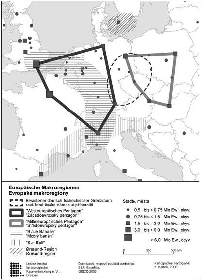 Pentagon Közép-európai Pentagon; Blaue Banane Kék