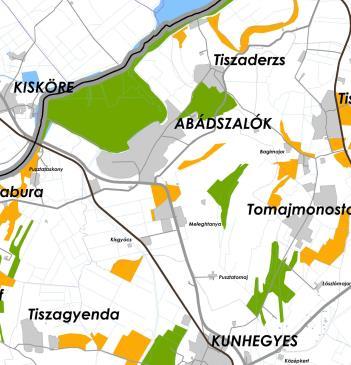 Magterület Abádszalók közigazgatási területén belül több helyen is található, melyek közül a legnagyobb a Tiszató mentén terül el.