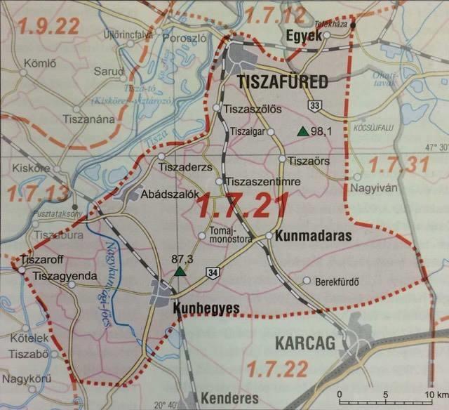 Előterjesztési változat 68 16. térkép: Tiszafüred- Kunhegyesi-sík kistáj Forrás: Magyarország kistájainak katasztere Éghajlat Mérsékelten meleg-száraz éghajlatú terület.