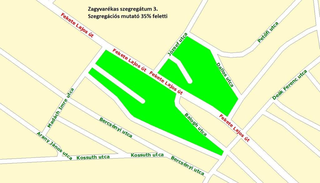 63. térkép: Szegregátum 3. Forrás: KSH Az 3. szegregátum területén él a lakosság 2,6%-a.