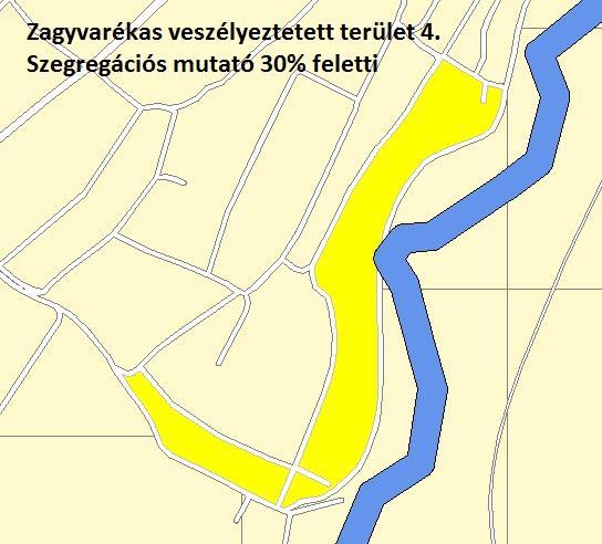 67. térkép: Szegregációval veszélyeztetett terület 4. Forrás: KSH 3. veszélyeztetett 4. 1. 2. terület veszélyeztetet veszélyeztetett veszélyeztetett (Petőfi u.
