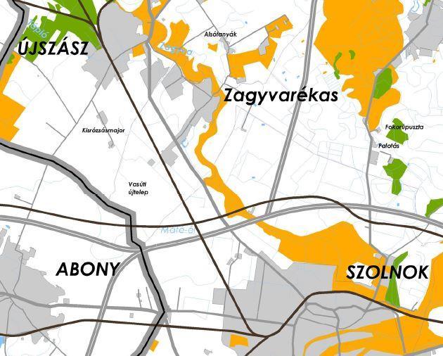 Ökológiai folyosó övezete A külterület északkeleti és keleti közigazgatási határánál lévő Zagyva folyó és