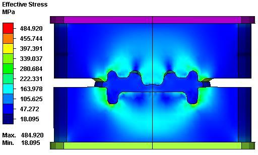 ezzel az ott ébredő feszültséget. 9. ábra: Előalakítás utáni geometria Az előalakítás során 581 MPa-os maximális feszültség ébred. A 9.