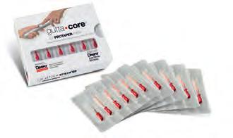 995 GuttaCore (DENTSPLY/MAILLEFER) A hálósított guttapercha maggal rendelkező obturátor könnyű stiftbehelyezést, egyszerű eltávolítást, valamint - a meleg guttapercha, gyökércsatorna anatómiát