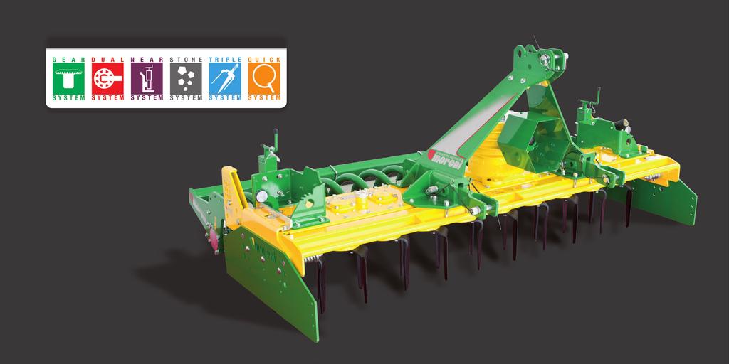 COMPACT - 3D - Q - K -KQ Megerősített hárompont függesztés Mélységében és szélességében állítható csatlakozási pont Egy sebességes Moreni hajtómű Hátsó simítólemez Csökkentett távolság a kapatartó és