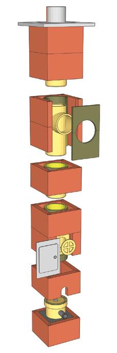 Megoldás kéményre A teljes rendszer alkotóelemei A Universal teljes készletei tartalmazzák a beépítéshez szükséges összes alkotóelemet és tartozékot. Alkotóelemek 1.