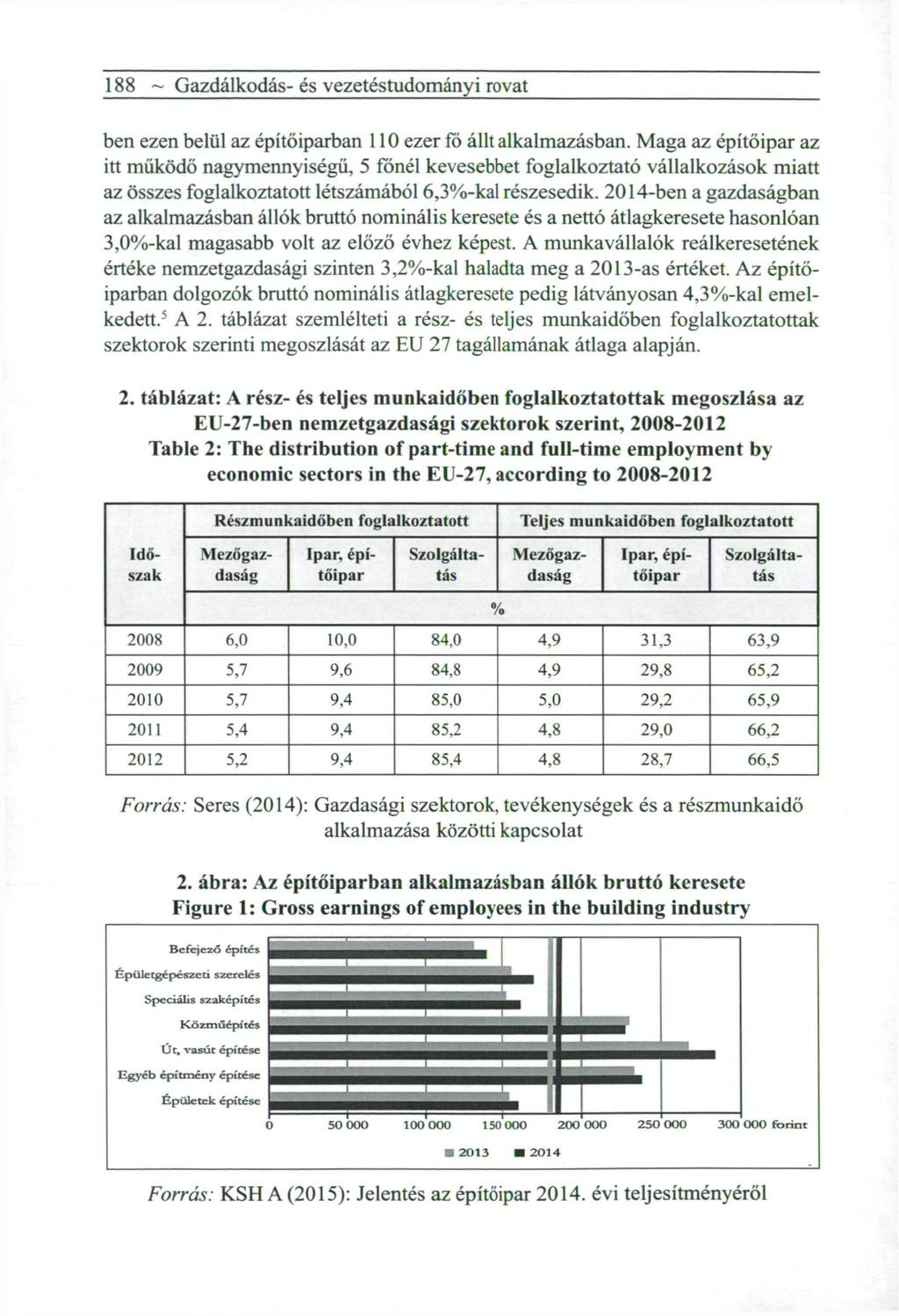188 ~ Gazdálkodás- és vezetéstudományi rovat ben ezen belül az építőiparban 110 ezer fő állt alkalmazásban.