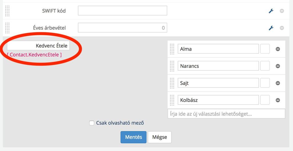 Az API lekérdezésnél használható mez neveket kétféleképpen lehet megtudni.