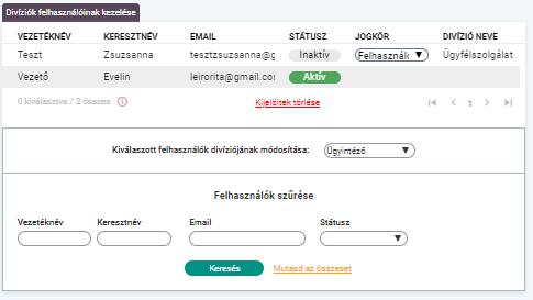 1.6.2 Divíziók felhasználóinak kezelése Szemfüles program Vállalati adminisztrátor kézikönyv 63.