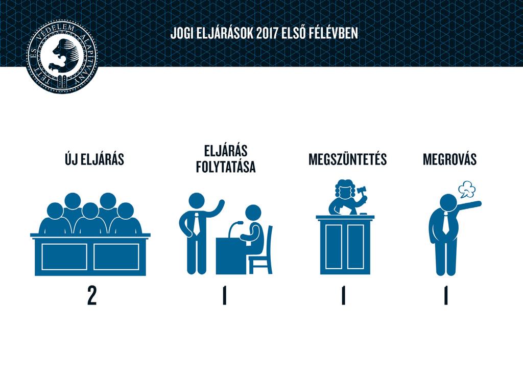 2017 első félévében két feljelentést tettünk, egy 2017-ben indult eljárást felfüggesztették, egy 2013-ban indult feljelentésünket (mely eljárást