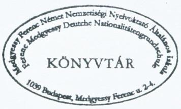 93 21.2. Az iskolai könyvtárra vonatkozó adatok 1. A könyvtár elnevezése, címe: Medgyessy Ferenc Német Nemzetiségi Nyelvoktató Általános Iskola Könyvtára 1039 Budapest, Medgyessy Ferenc u. 2-4. Tel.