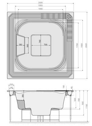 Spa + fehér led / white 250x250 7 32 106 2000 320 2 145 669 Ft 2 725 000 Ft PSF-O2532S A Spa + színes led / color 250x250 7 32 106 2000 320 2 354 331 Ft 2 990 000 Ft Opció / Optional PSF-SZIG A