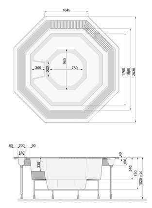 .. méret (cm) dimensions (cm) férôhely places vízfúvók (db) jets (pcs) légfúvók (db) air holes (pcs) térfogat (liter) volume (liter) ±10% PSF-N2514F A Spa + fehér led / white 253x253 5 14 111 1300