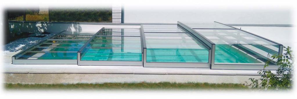 12. MEDENCEFEDÉSEK, TAKARÁSOK POOL COVERS, AUTOMATIC ROLL-ON COVERS KX-4 CLEAR POLIKARBONÁT MEDENCEFEDÉS KX-4 CLEAR POLYCARBONATE POOL COVER Modern, minimalista stílusú, szuperlapos szögletes forma.