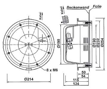 V4A, round blende 1.85 45 512 Ft 57 800 Ft URN-12F C MTS lámpa karimakészlet / MTS flange kpl.