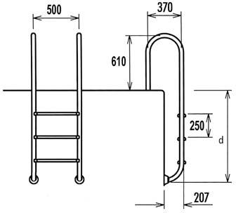 06. MEDENCE TARTOZÉKOK, KIEGÉSZÍTÔK POOL ACCESSORIES MEDENCE LÉTRÁK / POOL LADDERS Árlistánkban található létrák anyaga AISI304
