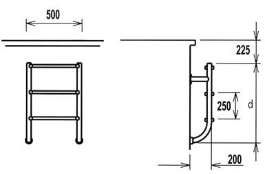 00 43 307 Ft 55 000 Ft ULS-3K D Nagy ívû 3 fokos létra / Large arch 3 steps ladder AISI304 946 12.