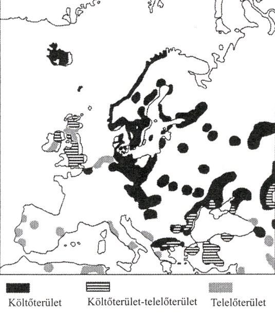 3. térkép: A nyári lúd elterjedése Európában (JONSSON, 1993) Map 3.