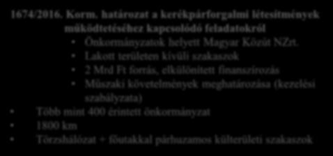 Lakott területen kívüli szakaszok 2 Mrd Ft forrás, elkülönített finanszírozás Műszaki követelmények