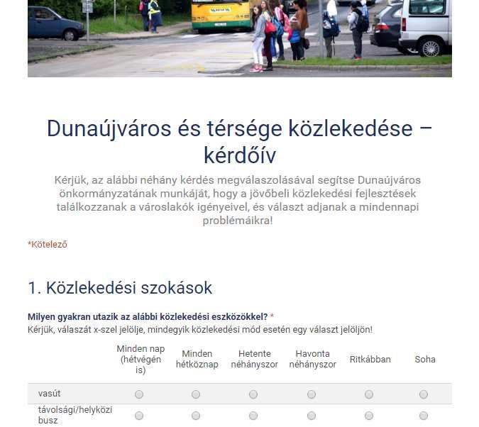 Dunaújváros fenntartható városi mobilitási terve I.részszállítás: Felmérések előkészítése 36.