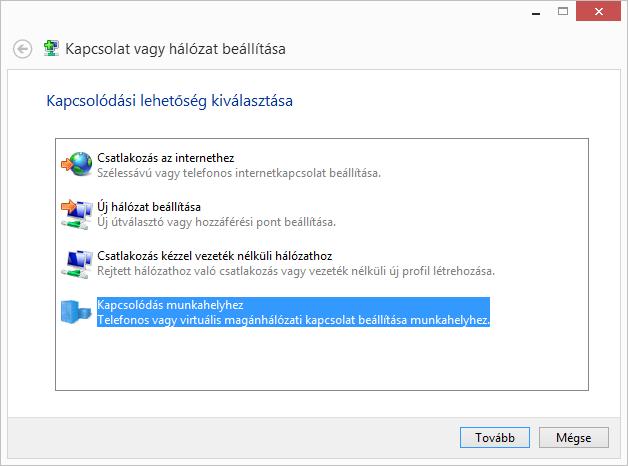 5. VPN KAPCSOLAT LÉTREHOZÁSÁNAK MENETE A modem szoftvere legyen connected állapotban. Lépjünk be a Vezérlőpult -> Hálózati és megosztási központba (Windows 8.