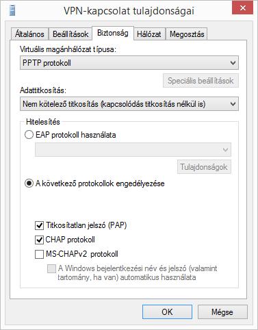 Pipáljuk be a Titkosítatlan jelszó (PAP) és a CHAP protokoll -t a
