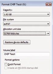 klasztert fog lefoglalni, va- zetten támogatja a maximálisan választható 3 MB-os mérettel. Elérési idő: Az exfat nem csupán a az üreseket is.