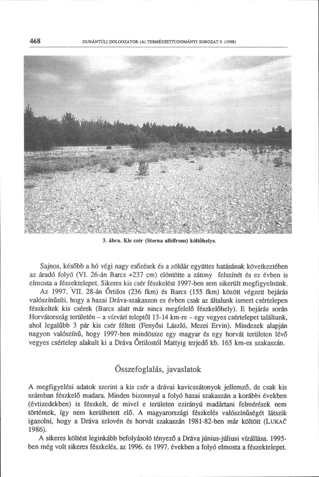 468 DUNÁNTÚLI DOLGOZATOK (A) TERMÉSZETTUDOMÁNYI SOROZAT 9. (1998) 3. ábra. Kis csér (Sterna albifrons) költőhelye.