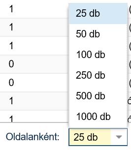 A balra mutató nyilakkal visszafelé tudunk lapozni. Az egy darab nyíllal oldalanként haladhatunk, míg a két darab nyíllal a listás nézet legelső oldalára ugrik a rendszer.