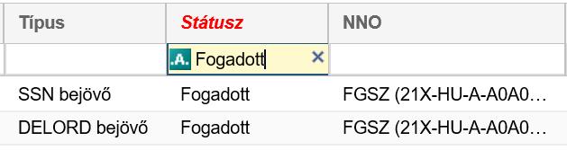 A szűrőmezőbe való begépelést követően kis idővel elindul magától a szűrés, és megjelennek a keresett sorok.