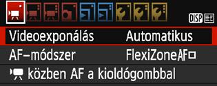 k Videofelvétel készítése Felvétel kézi expozícióval A videofelvétel zárideje, rekeszértéke és ISO-érzékenysége manuálisan szabályozható.