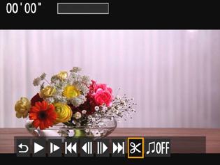 X Videók első és utolsó jelenetének kivágása Lehetőség van a videó első és utolsó jelenetének kivágására 1 másodperces lépésekben. 1 A videolejátszási képernyőn válassza a [X] lehetőséget.