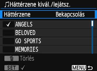 3 Diavetítés (Automatikus lejátszás) A háttérzene kiválasztása Ha háttérzenét másol a kártyára az EOS Utility (EOS szoftver) segítségével, akkor lejátszhatja a diavetítést egy tv-készüléken vagy más