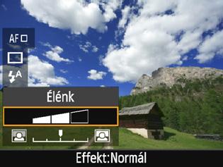 Felvétel hangulat kiválasztása alapján 4 5 Állítsa be a hangulati hatást. A <W> <X> gombokkal válassza ki az effektust. Ekkor az [Effekt] felirat jelenik meg a képernyő alján.