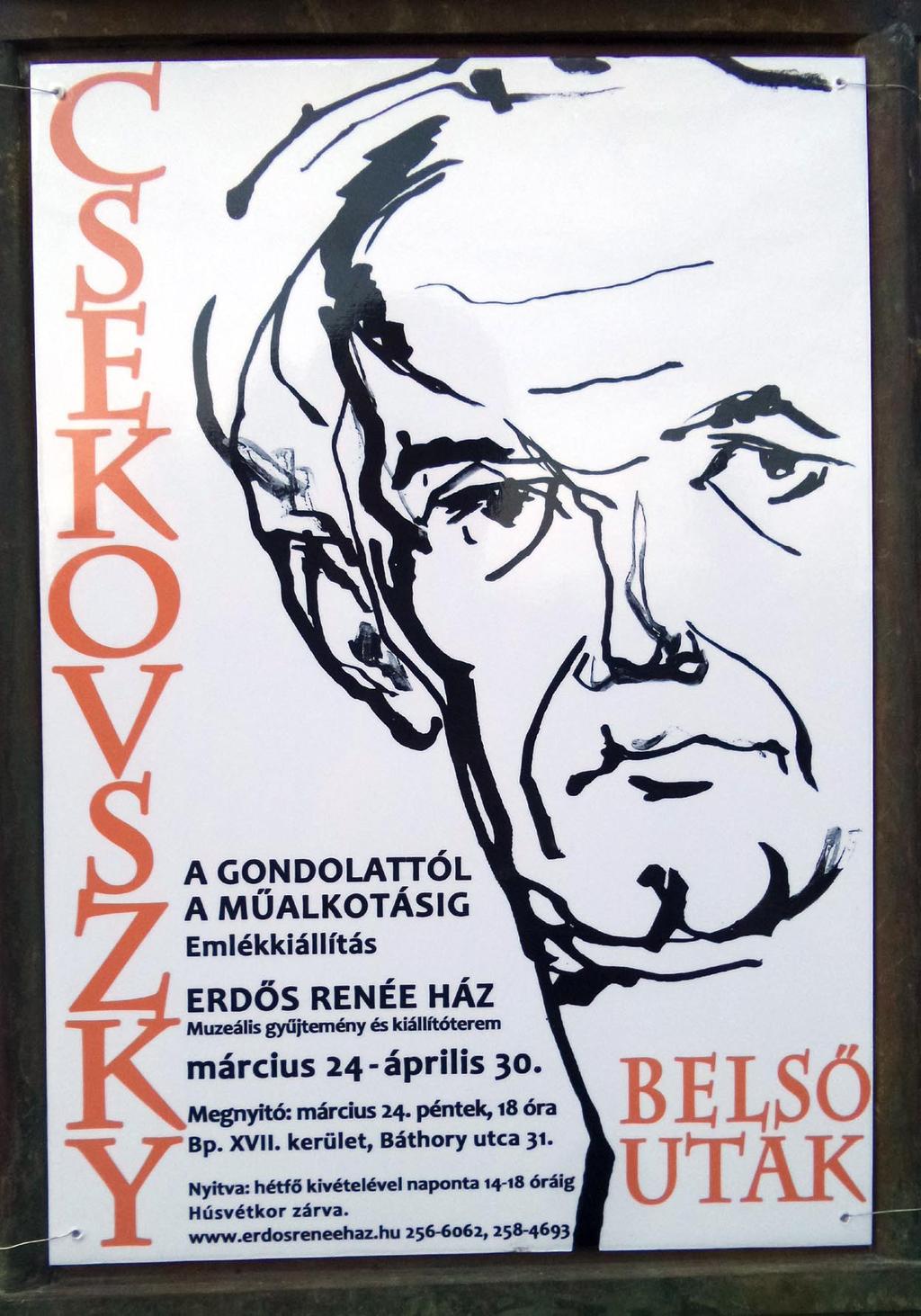 CSEKOVSZKY ÁRPÁD ÉLETMŰ KIÁLLÍTÁS AZ ERDŐS RENÉE HÁZBAN RÁKOSHEGYEN Március 24-én nyitotta meg kapuit a Csekovszky Árpád alkotásaiból rendezett kiállítás, a Munkácsy Mihály-díjas keramikus érdemes