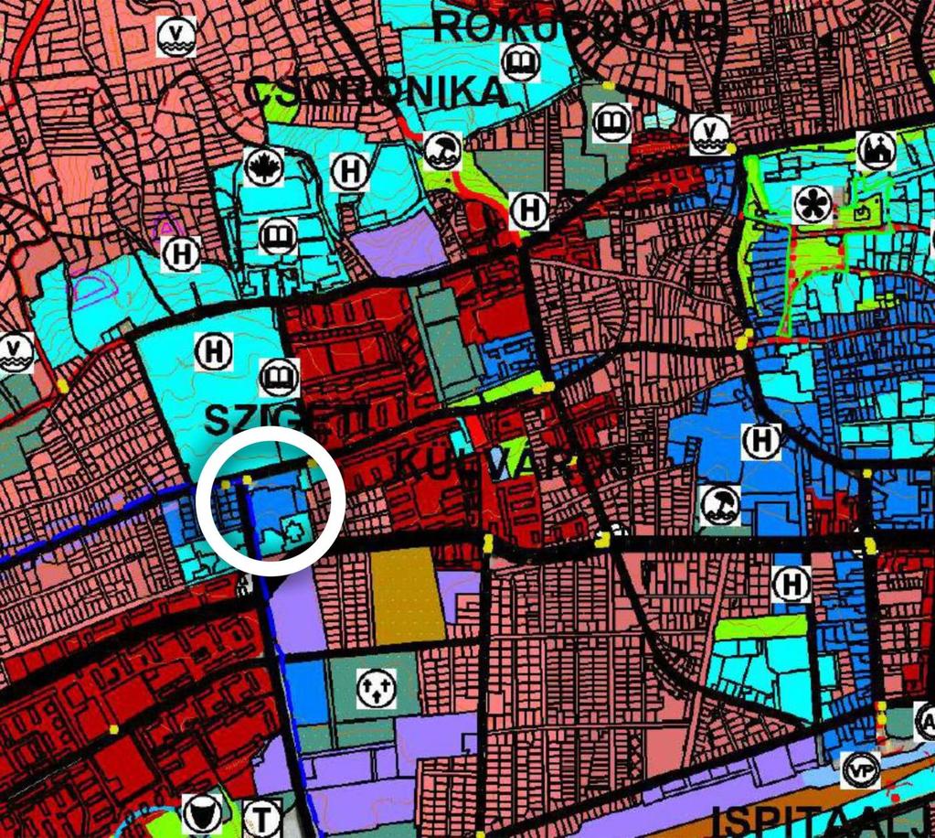 A TERVEZÉS HELYSZÍNE A területet északról történelmi városmag kelet-nyugati tengelye (Szigeti út), délről a város újkori, egyben a legforgalmasabb kelet-nyugati tengelye határolja, nyugat felől pedig