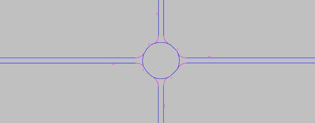 6.5.3 Az alkalmazott paraméterek A szimuláció során alkalmazott egyéb beállításokat és paramétereket a 6.2 fejezet tartalmazza. 6.5.4 A csomópont geometriai jellemzői A körforgalmú csomópont