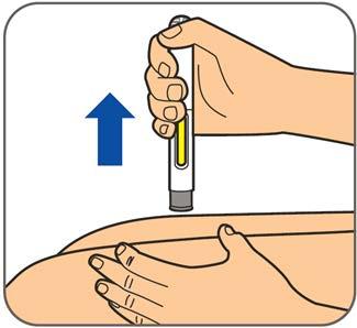 lépés: Húzza ki az üres injekciós tollat a bőrből. A tűvédő burok teljesen elfedi a tűt. Ellenőrizze, hogy a sárga dugattyúrúd látható-e az ablakban, ami azt jelzi, hogy a teljes adagot beadta.