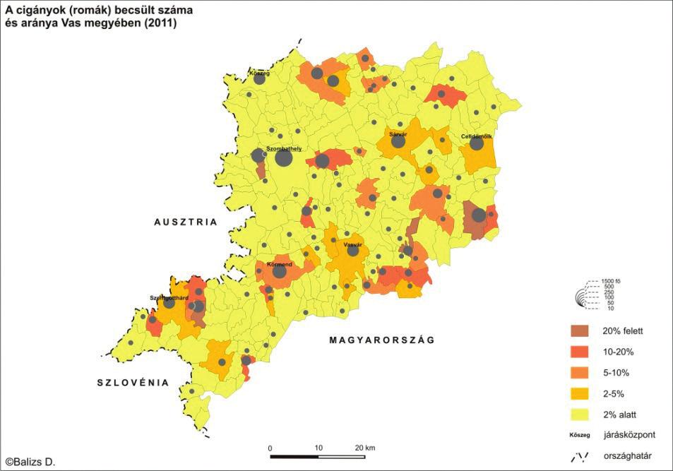 VA S I S Z E M L E 2018. lxxii. évfolyam 3. SZáM 4. ábra: A fontosabb Vas megyei kisebbségek (horvát, cigány, német, szlovén) összesített arányváltozása 2001 2011 között. Forrás: a 2001.