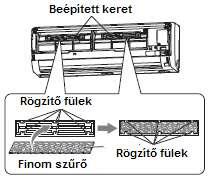 Helyezze vissza a két porszűrőt és zárja be a beszívó rácsot.