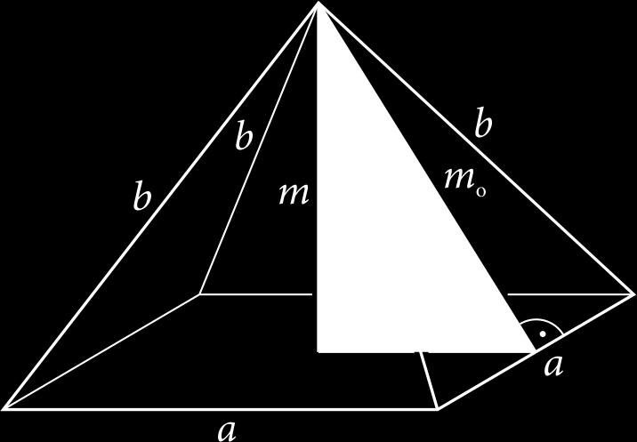 Add meg a gúlák felszínét és térfogatát az a alapél és a b oldalél hosszának ismeretében! a) a = 8 cm, b = cm b) a = 4 cm, b = 9 cm a) Az oldallap magassága: m0 = - 4 = 8., (cm).